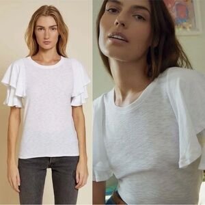 Anthropologie Nation LTD White Ruffle Sleeve Top
